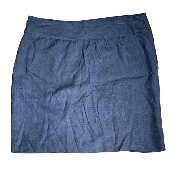 Ann Taylor Loft Skirt Womens Size 6 Solid All Blue Lined Side ZIp 100% Silk - Picture 5 of 5